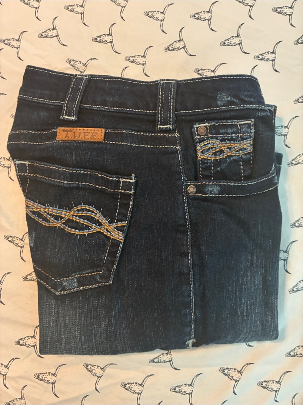 Cowgirl Tuff Men's Dark Blue Bootcut Jeans - Picture 7 of 8